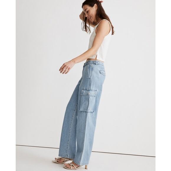 Madewell Low-Slung Straight Cargo Jeans in Coleman Wash NK883 Size 23 - Picture 8 of 12